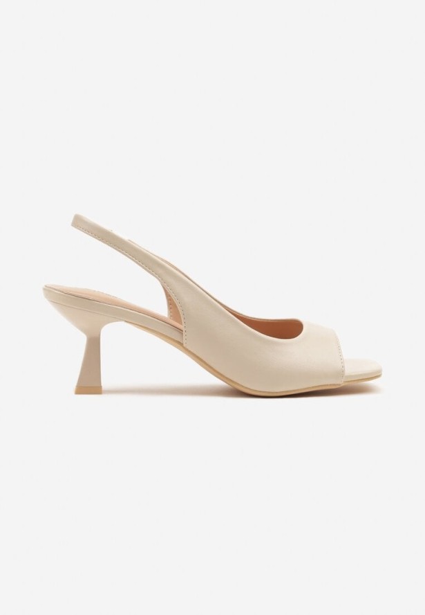 Beżowe Sandały na Szpilce Vices z Kwadratowym Noskiem Edilissea