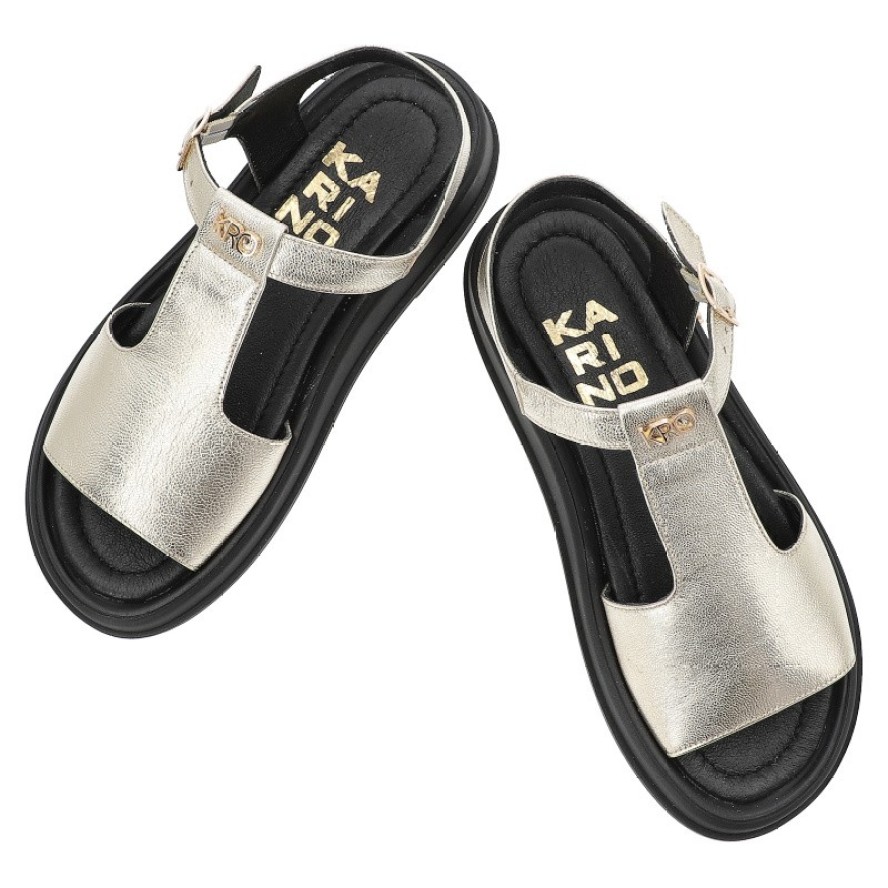 Złote Sandały Karino Modne Obuwie Damskie