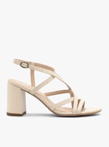 Kremowe sandały damskie na stabilnym obcasie