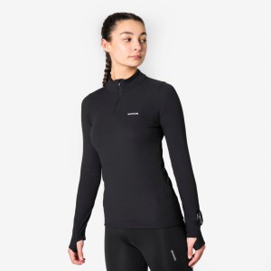 Koszulka do biegania z długim rękawem damska Kiprun Run Flow Warm 1/2 zip