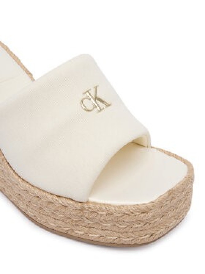 Calvin Klein Espadryle Wedge Espad 70 Canvas Mg HW0HW03282 Kremowy