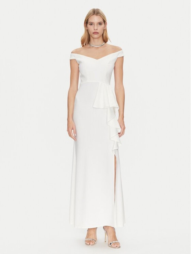 Rinascimento Sukienka wieczorowa CFC0122859003 Biały Regular Fit