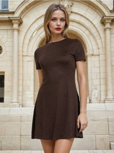 Dzianinowa sukienka mini - bordowy