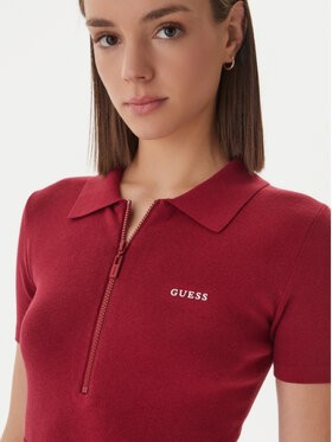 Guess Sukienka dzianinowa V6RK08 Z4642 Bordowy Slim Fit