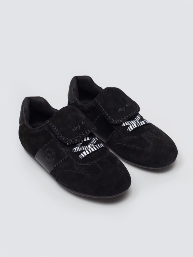 sneakersy damskie ze skóry naturalnej czarne tt274688 906
