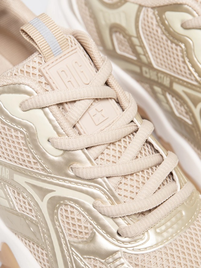 Sneakersy damskie beżowo-złote SS274014 802