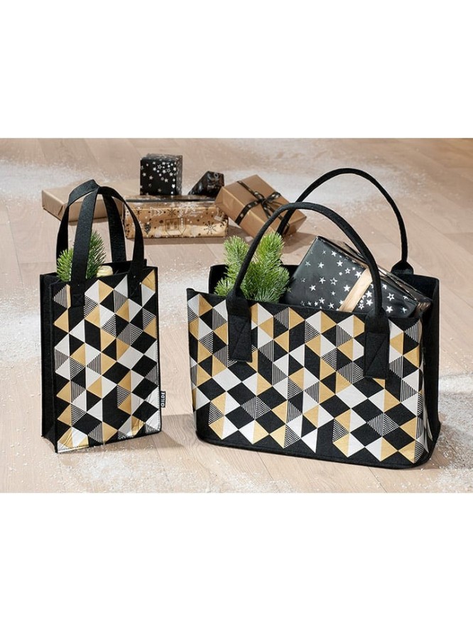 GILDE Torebka "Modern graphic" w kolorze czarno-beżowo-białym - 40 x 26 x 25 cm rozmiar: onesize