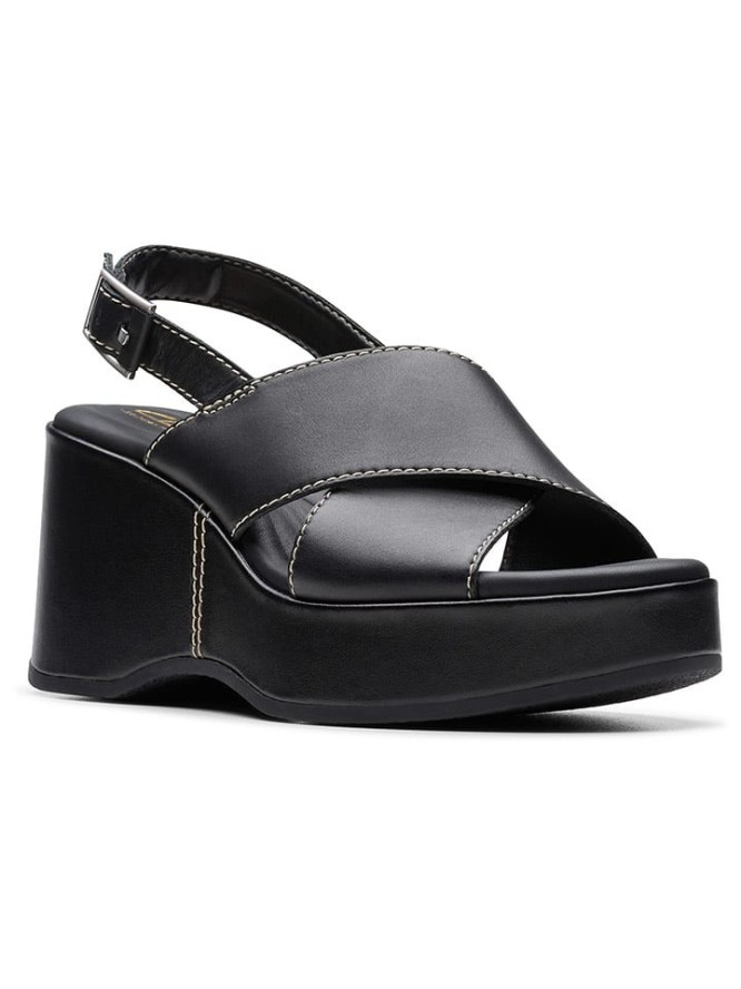 Clarks Skórzane sandały "Manon Wish" w kolorze czarnym na koturnie rozmiar: 39,5