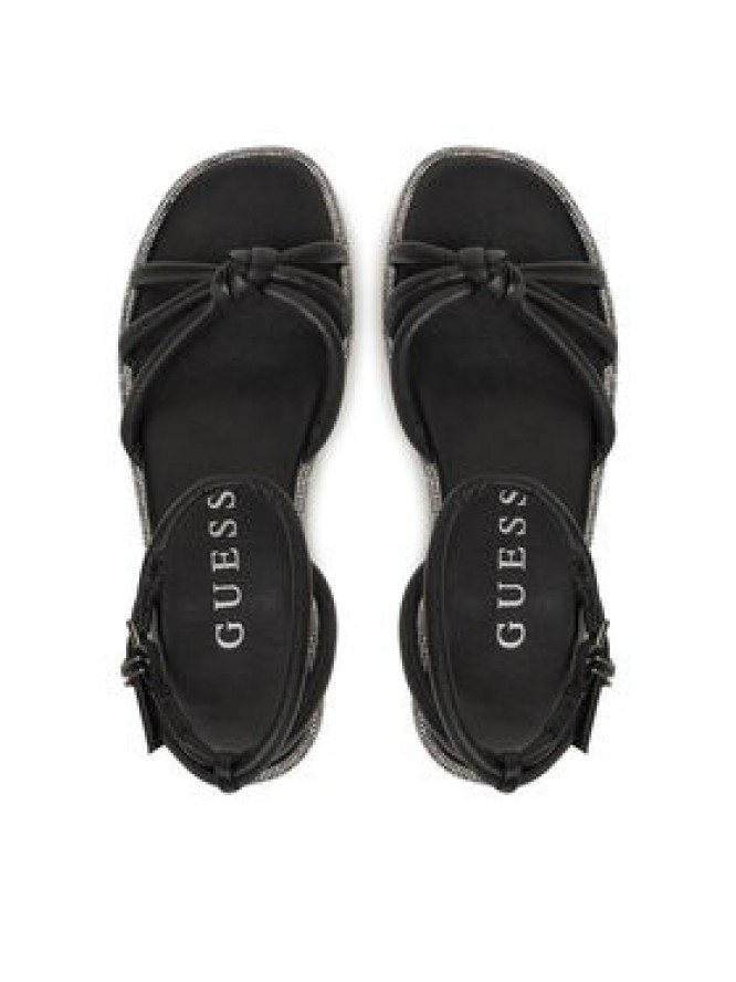 Guess Sandały FLJSLO LEA03 Czarny