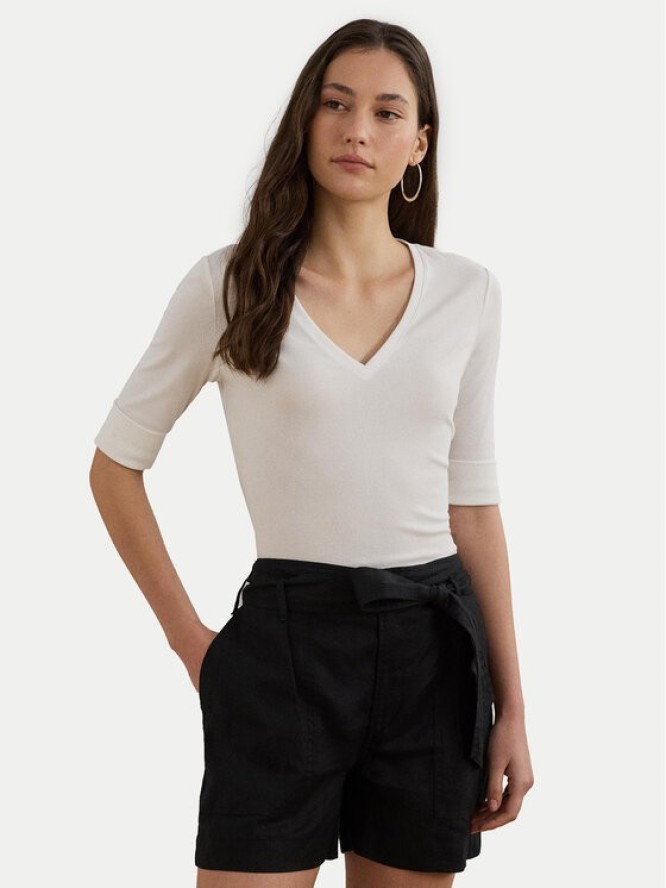 LAUREN RALPH LAUREN Bluzka 200815843001 Biały Slim Fit