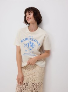 T-shirt z nadrukiem - złamana biel