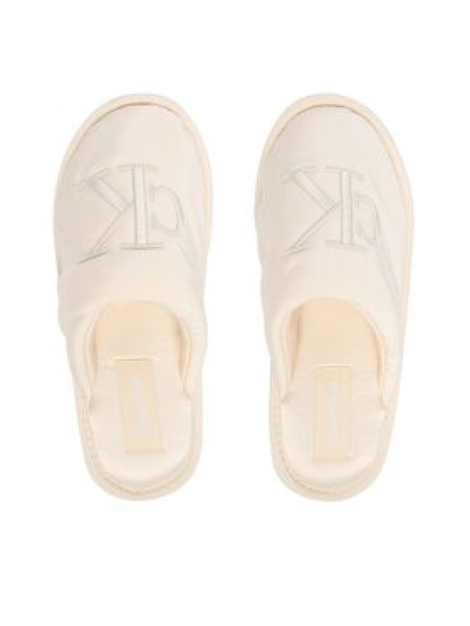 Calvin Klein Jeans Kapcie Slipper Satin Moire YW0YW02053 Écru