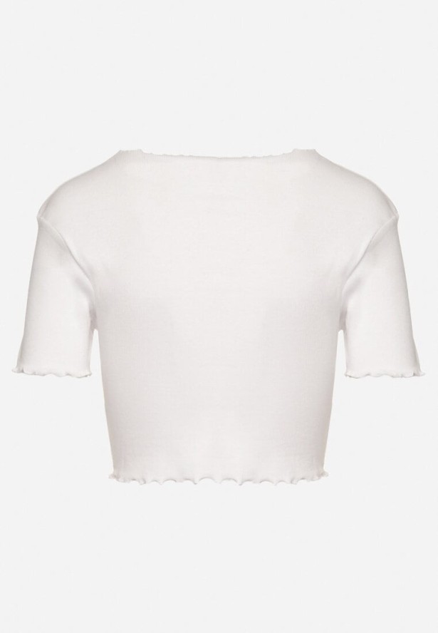 Biały Prążkowany T-shirt z Bawełną Adlesa