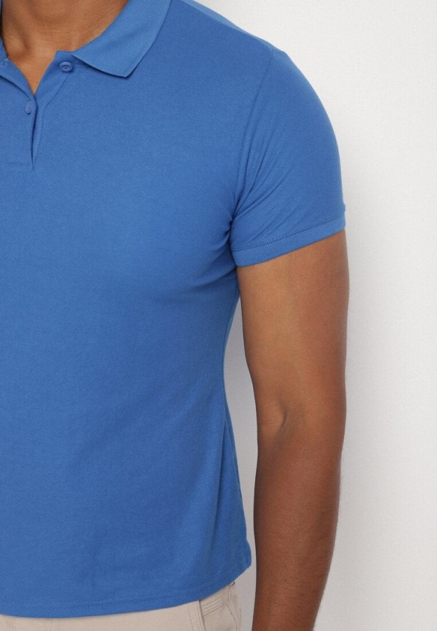 Niebieski T-shirt Polo z Bawełną Fodelira