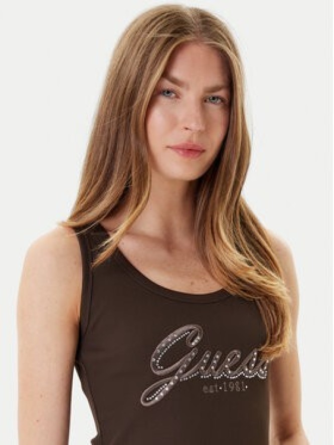 Guess Top W5YP00 KCXJ2 Brązowy Regular Fit