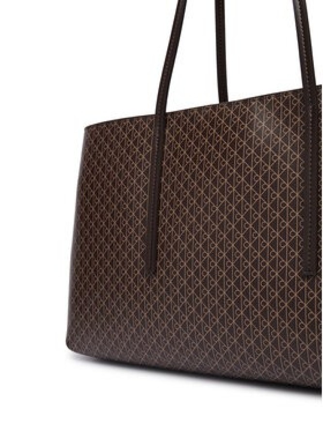 Calvin Klein Torebka Emblem Aop Medium Work Tote LV04F3786G Brązowy ciemny