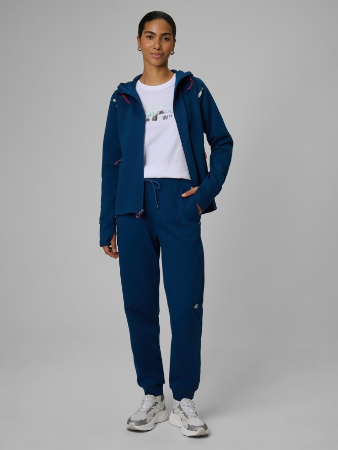 4F Bluza dresowa slim z kapturem damska - turkusowa XL