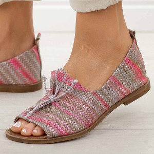 Multi róż n02 skórzane Polskie sandały damskie z zakrytą piętą Deoni D488