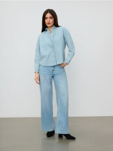 Jeansy wide leg - niebieski