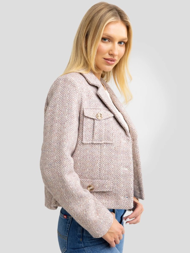 Kurtka damska z dodatkiem wełny różowa Merta 000