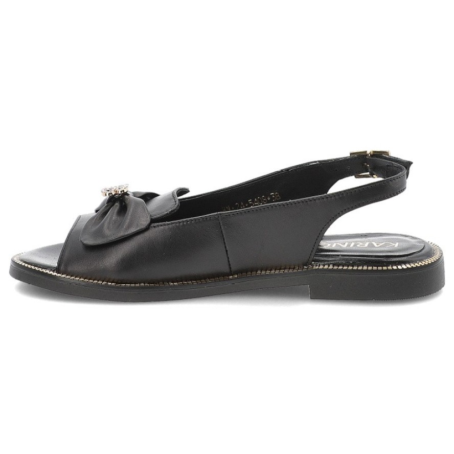 Czarne Sandały Karino Wygodne Obuwie Damskie Z Kokardą