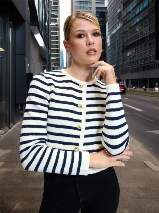 Kardigan w paski - wielobarwny