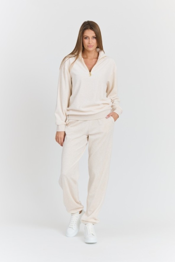 JUICY COUTURE Damska beżowa bluza Pete Pullover Gold, Rozmiar XS