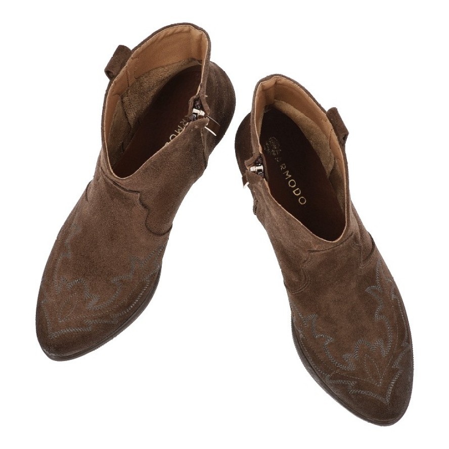 Brązowe Botki Armodo Stylowe Kowbojki Damskie