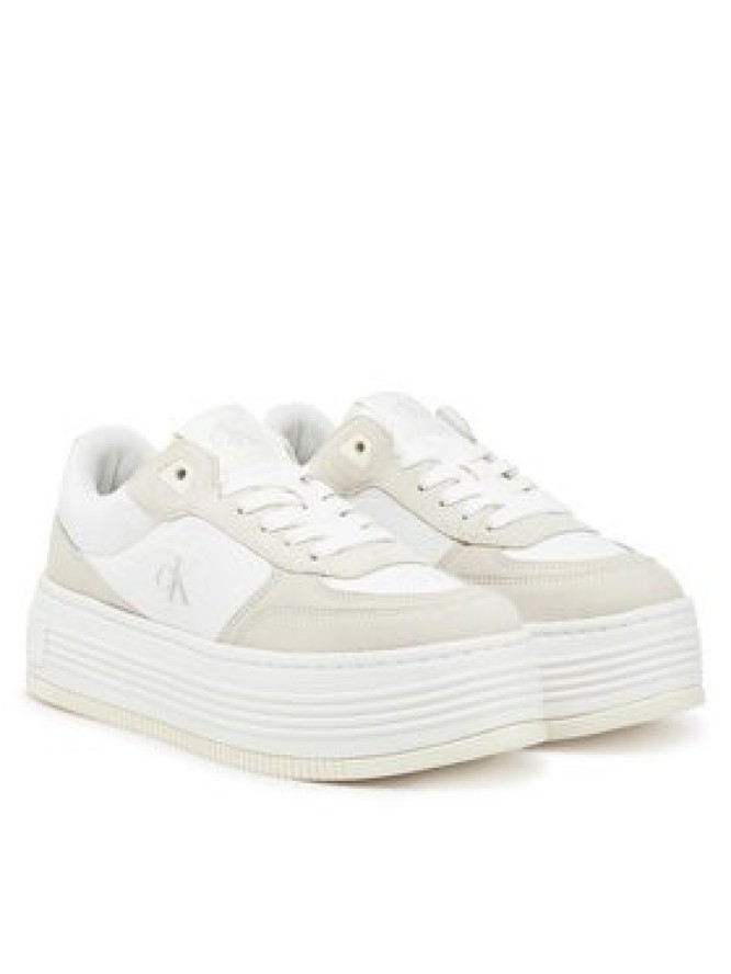 Calvin Klein Jeans Sneakersy Bold Flatf Low Lace Mix YW0YW01742 Biały