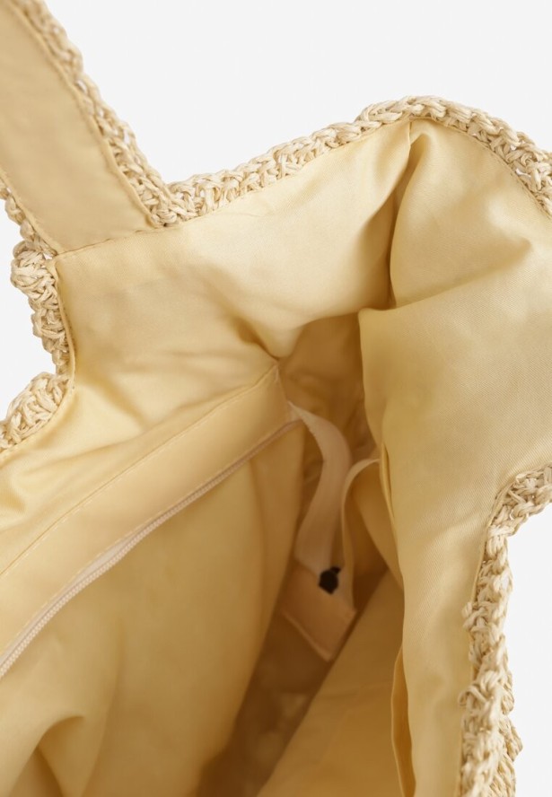 Beżowa Torebka Shopperka z Plecionki Galtera