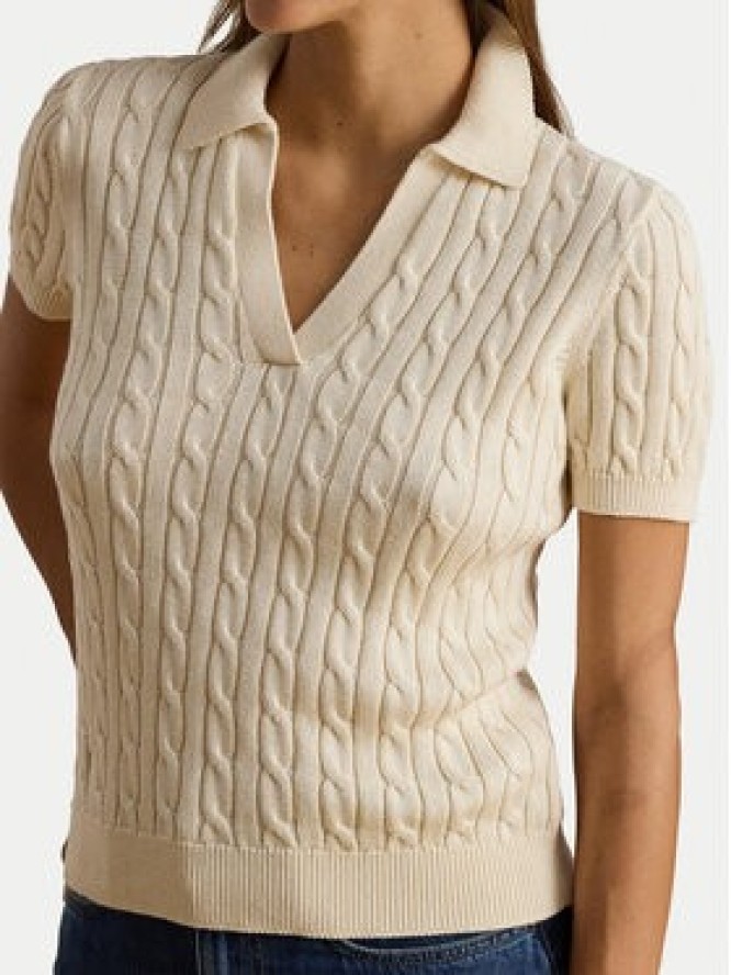LAUREN RALPH LAUREN Polo 200P14041001 Kremowy Regular Fit