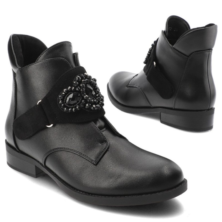 Czarne Botki S.Barski Modne Obuwie Damskie