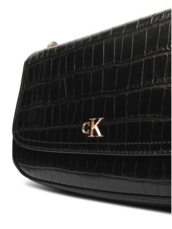 Calvin Klein Torebka Ck Croc Conv Chain Medium Bag LV04F3284G Czarny
