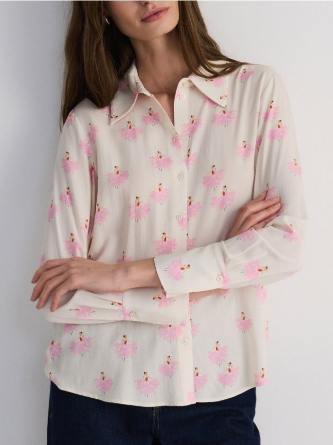 Wzorzysta koszula z wiskozy - wielobarwny