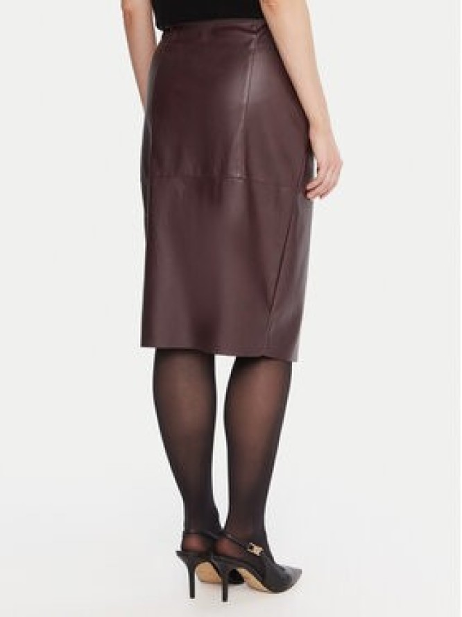 KAOS Spódnica z imitacji skóry RI1LE012 Bordowy Regular Fit