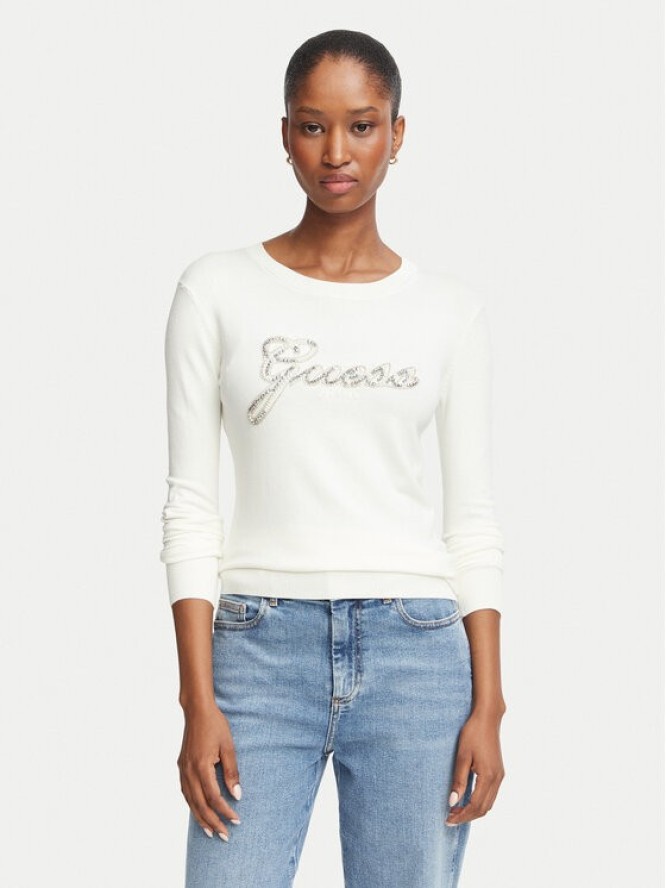Guess Sweter W6BR53 Z1454 Kremowy Regular Fit