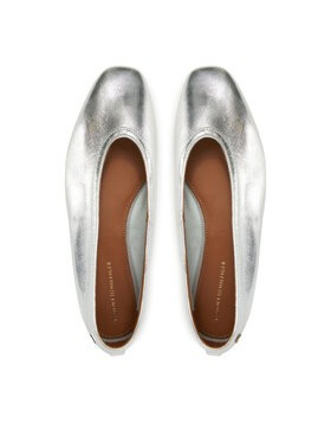 Tommy Hilfiger Baleriny Soft Metal Lthr Ballerina No Bow FW0FW08601 Srebrny