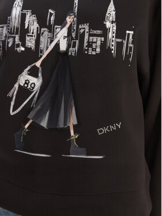 DKNY Bluza P5MOQCSC Czarny Regular Fit