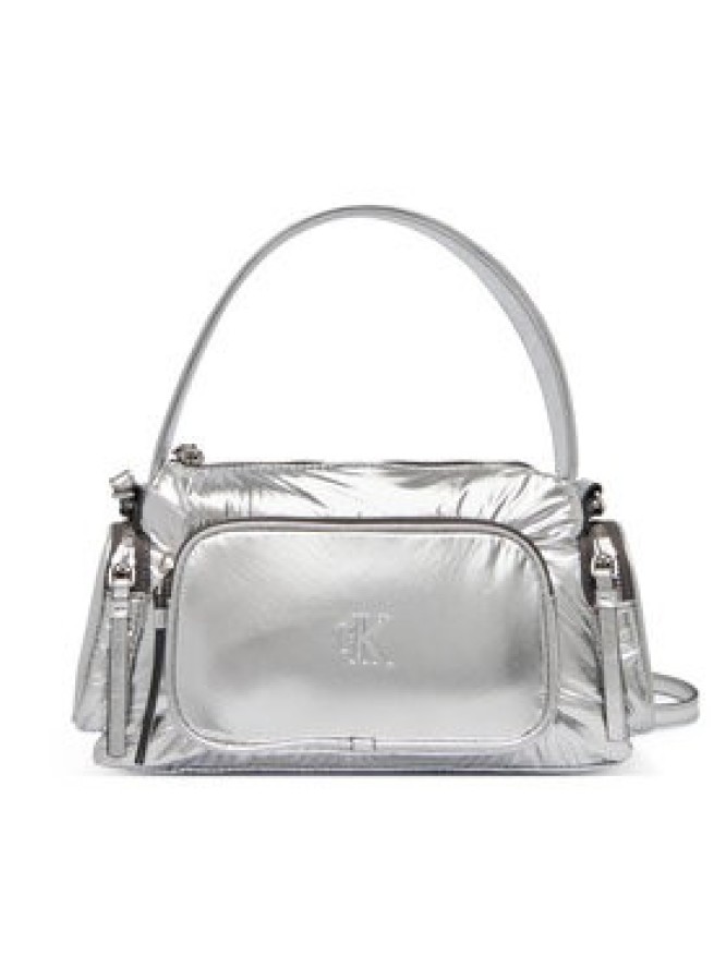 Calvin Klein Torebka Pocket Silver Nylon Small Bag LV04F3443G Srebrny