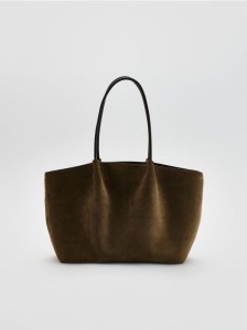 Torebka shopper z imitacji zamszu - beżowy