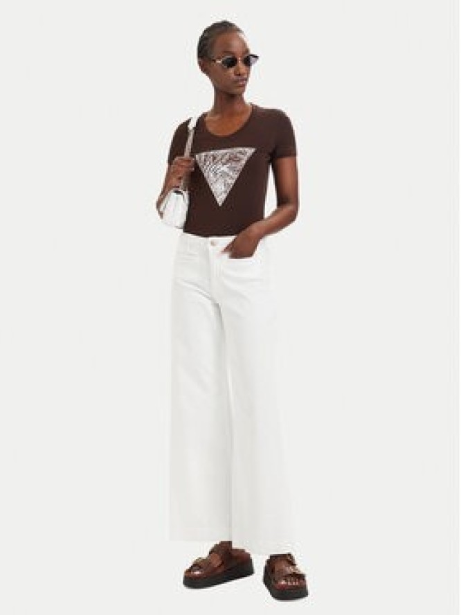 Guess Jeansy W6GB15 W1886 Kremowy Wide Leg