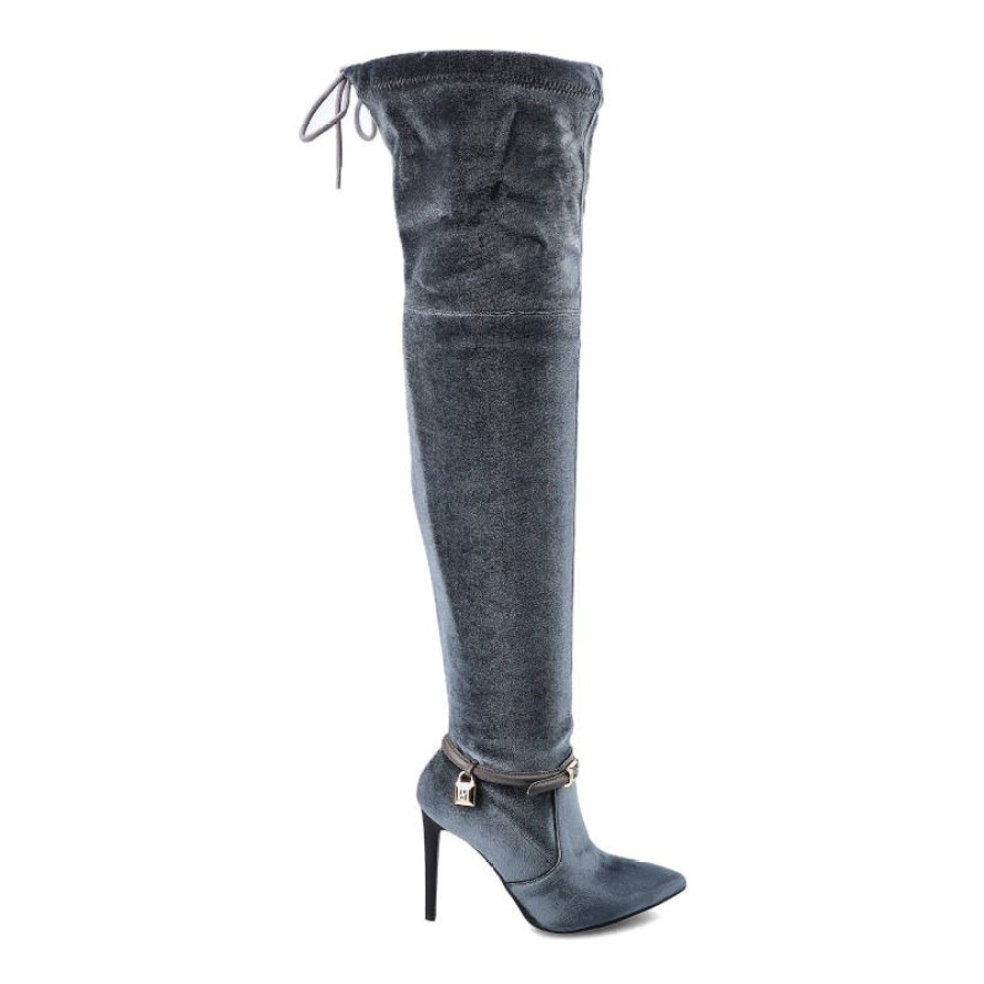 Szare Muszkieterki Damskie Carinii Stylowe Obuwie