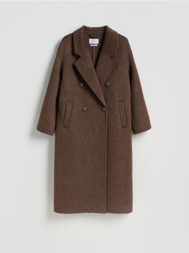 Płaszcz handmade z wełną - ciemnobrązowy