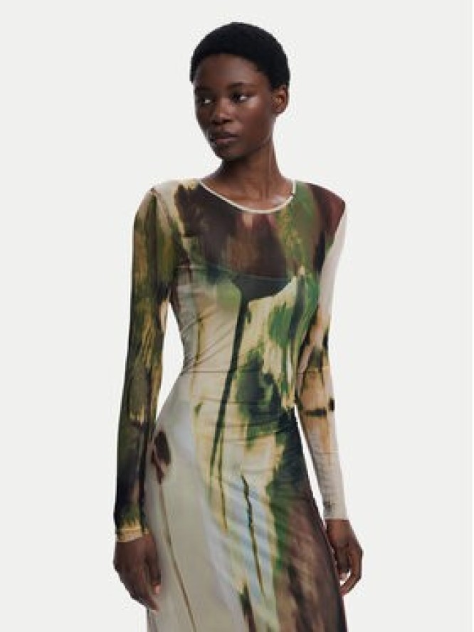 Desigual Sukienka codzienna Godiva 25WWVK41 Zielony Slim Fit