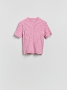 Sweter ze strukturalnym splotem - różowy