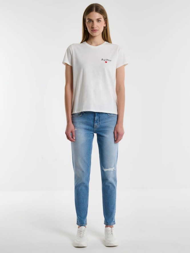 Jeansy damskie z podszytymi dziurami niebieskie Maggie 233