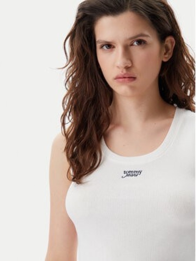 Tommy Jeans Top DW0DW21369 Biały Slim Fit