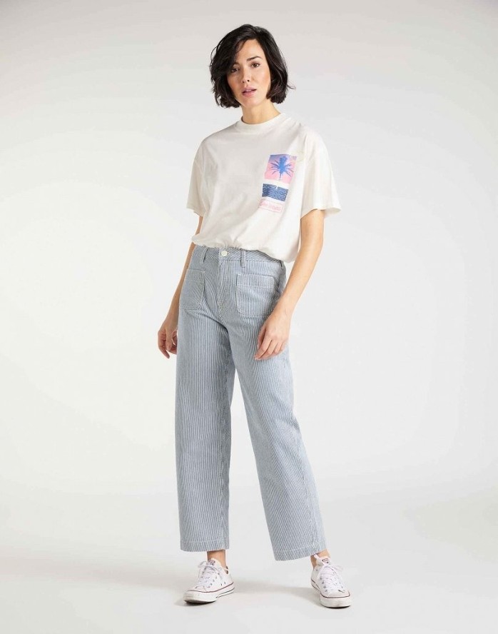 T-SHIRT DAMSKI LEE OVERSIZED TEE BOYFRIEND FIT ECRU L41SBYNQ 112109158