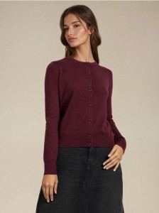 Sweter na guziki - bordowy