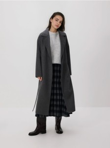 Plisowana spódnica w kratę - granatowy